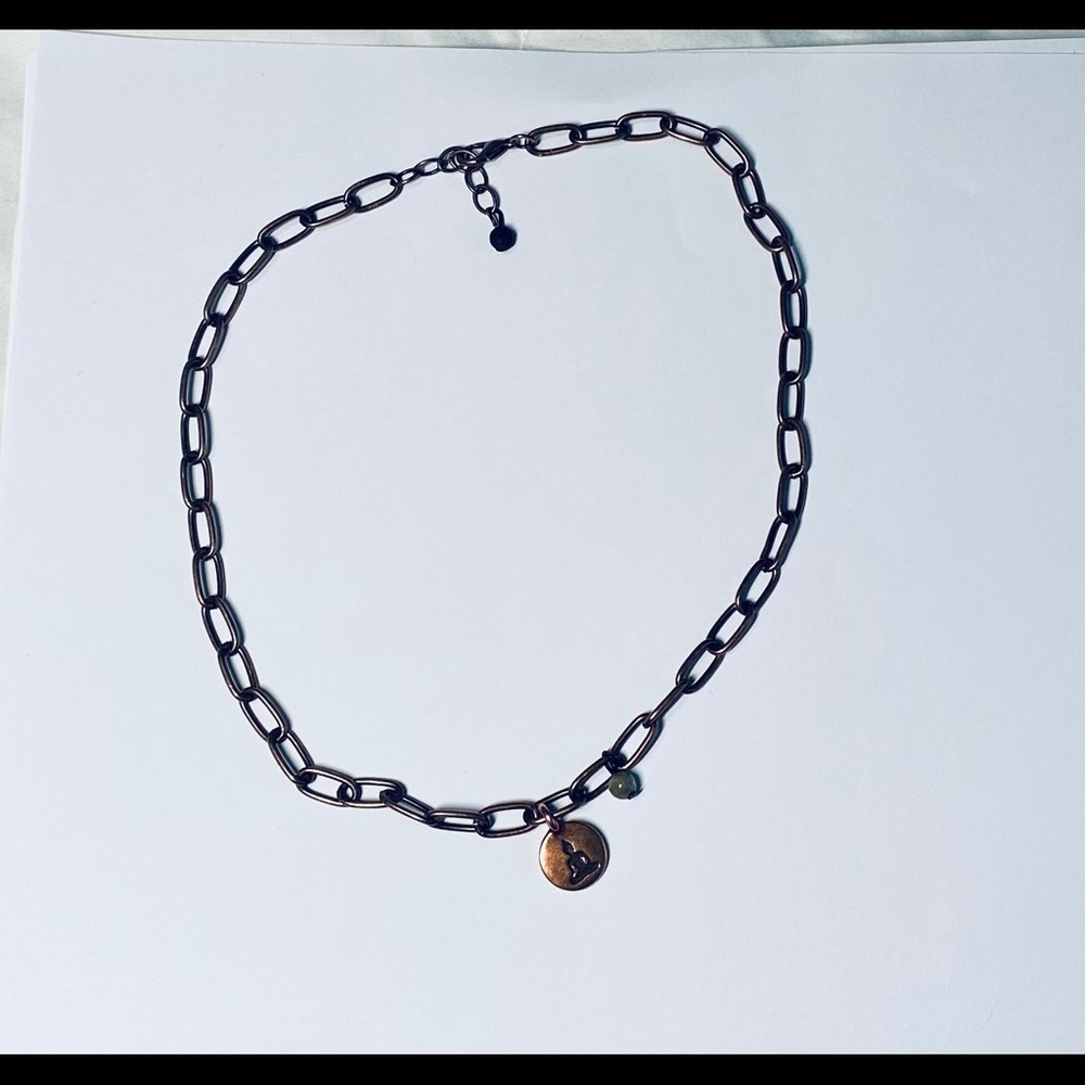 Paperclip choker, copper plated,Buddha ,tourmaline